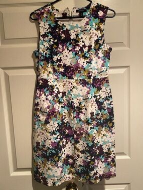 Lands' End Sleeveless Floral Midi Dress in Purple, Teal & White